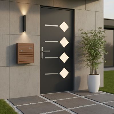 Porte d'entrée aluminium 96x218 cm anthracite X-Metal serrure 3 points poussant droit