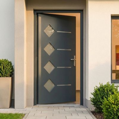 Porte d'entrée aluminium 96x218 cm gauche X-Metal anthracite design moderne