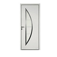 Porte d'entrée aluminium Adora blanc 80 x h.215 cm poussant droit