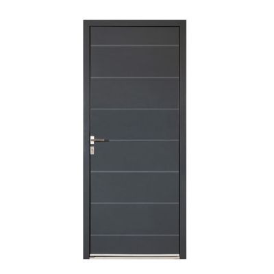 Porte D Entree Aluminium Alexandra Gris 80 X H 215 Cm Poussant Droit Castorama