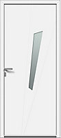 Porte d'entrée aluminium SLOAN blanc 96 x h.218 cm poussant droit