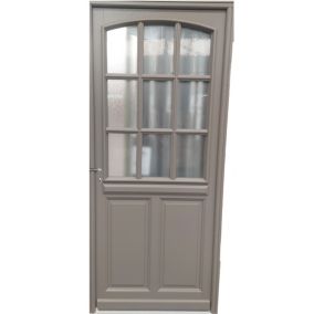 porte D'entrée Bois Vitrée, Alban Gris Ral 7039, H,215xl,90 P, Droit Cotes Tableau Gd Menuiseries