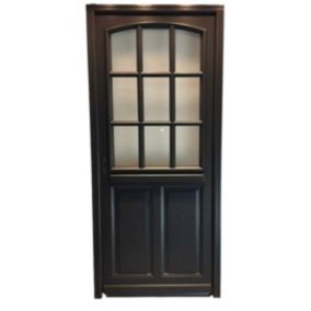 Porte D'Entrée Bois Vitrée, Alicia, Gris Ral7016, H,215Xl,90 P, Droit Cote Tableau + Poignée Et Barillet( Ref 010723No)