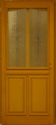 Porte D'Entrée Bois Vitrée, Sandy, H,215Xl,90  P, Droit Cote Tableau