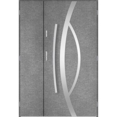 Porte d'entrée double CASTOR 130x200 cm béton - Sans Poignée et serrure - Poussant: Droit