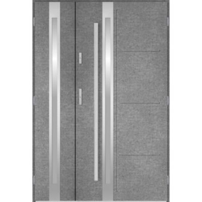 Porte d'entrée double GALILÉE 130x200 cm béton - Avec Poignée et serrure - Poussant: Droit