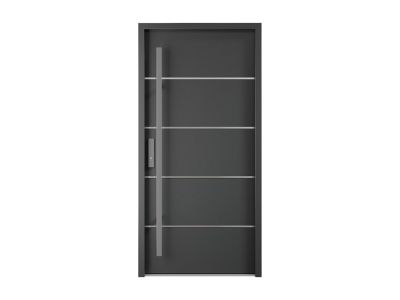 Porte d'entrée en acier pleine et inox H207 x L100 cm anthracite ...