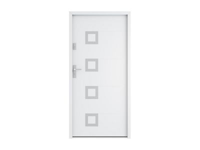Porte d'entrée en acier pleine et inox H207 x L100 cm blanc - épaisseur 55 mm - poussant droit - TIFANA