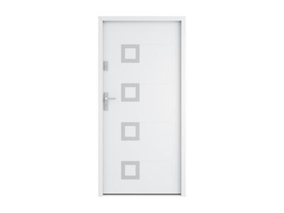 Porte d'entrée en acier pleine et inox H207 x L100 cm blanc - poussant droit - TIFANA