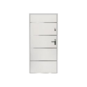 Porte d'entrée en acier pleine et inox H207 x L100 cm blanc - poussant gauche - NAXARA