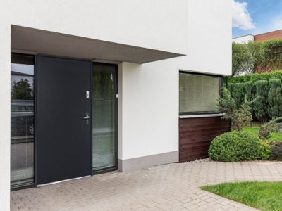 Porte d'entrée en acier pleine H207 x L100 cm anthracite - épaisseur 55 mm - poussant gauche - AGUEDA