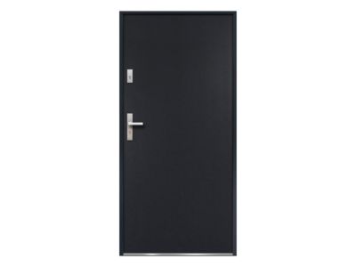 Porte d'entrée en acier pleine H207 x L100 cm anthracite - poussant droit - AGUEDA