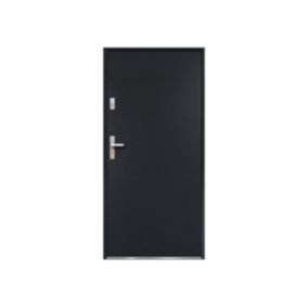 Porte d'entrée en acier pleine H207 x L100 cm anthracite - poussant droit - AGUEDA