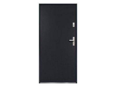 Porte d'entrée en acier pleine H207 x L100 cm anthracite - poussant gauche - AGUEDA