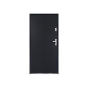 Porte d'entrée en acier pleine H207 x L100 cm anthracite - poussant gauche - AGUEDA