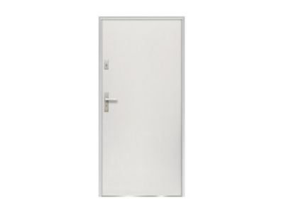 Porte d'entrée en acier pleine H207 x L100 cm blanc - épaisseur 55 mm - poussant droit - AGUEDA
