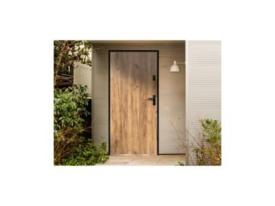 Porte d'entrée en acier pleine H207 x L100 cm effet chêne - poussant gauche - AGUEDA