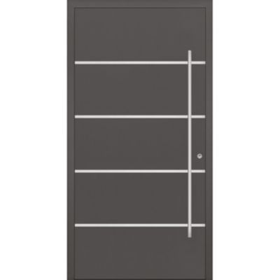 Porte d'entrée en aluminium PASSIVE ALU F2 90 cm anthracite - Poussant: Gauche