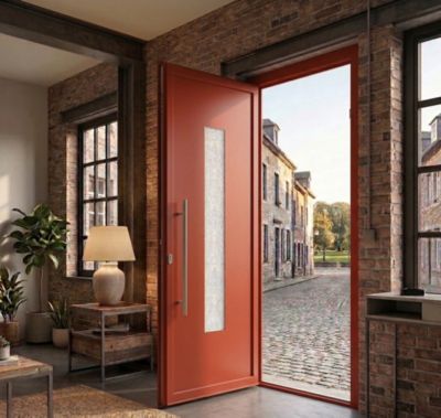 Porte d'entrée en aluminium SIMPLEX 8041 RAL 8004