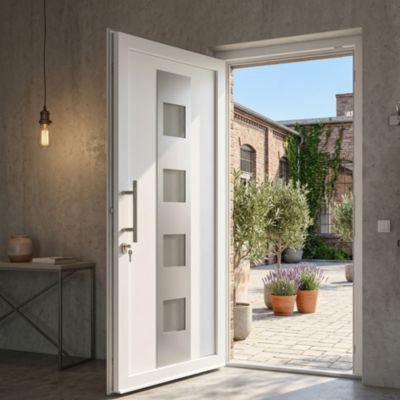 Porte d'entrée en  PVC AP 1302   CORINE Blanc RAL 9016 (L.:850mm x H.:2000mm)