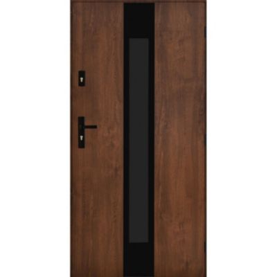 Porte d'entrée MARCEL 90 cm en acier inoxydable en 3 couleurs - Couleur: Blanc - Avec Poignée et serrure - Poussant: Droit