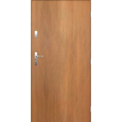 Porte d'entrée TANGO chêne doré acier inoxydable 80 ou 90 cm - Sans Poignée et serrure - Poussant: Gauche - Dimensions: 80 cm