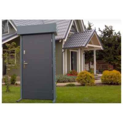 Porte d'entrée TANGO chêne doré acier inoxydable 80 ou 90 cm - Sans Poignée et serrure - Poussant: Gauche - Dimensions: 80 cm