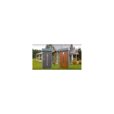 Porte d'entrée TANGO chêne doré acier inoxydable 80 ou 90 cm - Sans Poignée et serrure - Poussant: Gauche - Dimensions: 80 cm