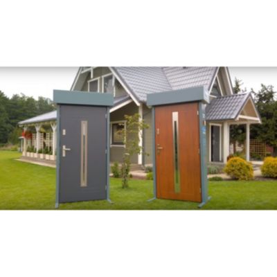 Porte d'entrée Venus 80 cm en acier inoxydable en 3 coloris - Couleur: Noyer - Avec Poignée et serrure - Poussant: Droit
