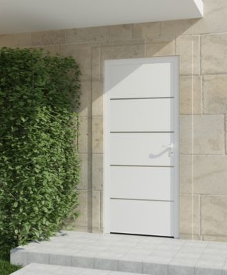 Porte d'entrée alu blanc Cecina H.215 x l.90 cm poussant gauche