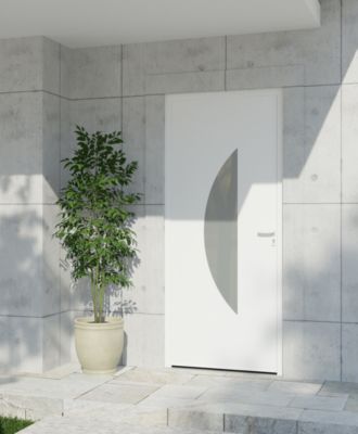 Porte d'entrée alu blanc Demi Lune H.215 x l.90 cm poussant gauche