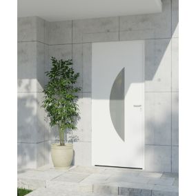 Porte d'entrée alu blanc Demi Lune H.215 x l.90 cm poussant gauche