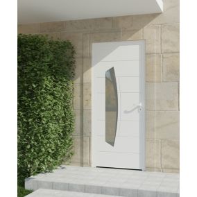 Porte d'entrée alu blanc Tegan H.215 x l.90 cm poussant gauche