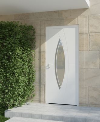 Porte d'entrée alu blanc Zaria H.215 x l.90 cm poussant droit