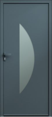 Porte d'entrée alu gris Demi Lune H.215 x l.90 cm poussant droit