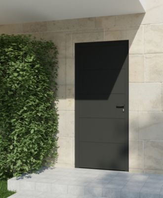 Porte d'entrée alu gris Madryn H.215 x l.90 cm poussant gauche