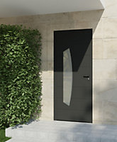 Porte d'entrée alu gris Tegan H.215 x l.90 cm poussant gauche