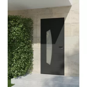 Porte d'entrée alu gris Tegan H.215 x l.90 cm poussant gauche