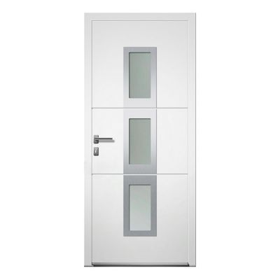 Porte d'entrée aluminium 4 ALU Ava blanc 80 x h.215 cm poussant droit