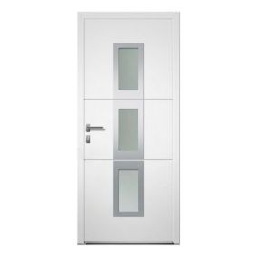Porte d'entrée aluminium 4 ALU Ava blanc 80 x h.215 cm poussant droit