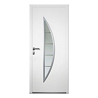 Porte d'entrée aluminium 4 ALU blanc Léa 90 x h.215 cm poussant gauche