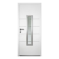 Porte d'entrée aluminium 4 ALU Fiacre blanc 90 x h.215 cm poussant droit