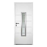 Porte d'entrée aluminium 4 ALU Fiacre blanc 90 x h.215 cm poussant gauche