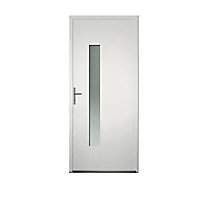 Porte d'entrée aluminium 4 ALU Lara blanc 90 x h.215 cm poussant droit