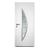 Porte d'entrée aluminium 4 ALU Léa blanc 90 x h.215 cm poussant droit
