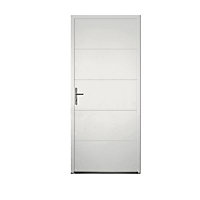 Porte d'entrée aluminium 4 ALU Léon blanc 90 x h.215 cm poussant droit