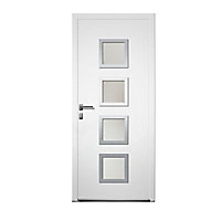 Porte d'entrée aluminium 4 ALU Lou blanc 90 x h.215 cm poussant gauche