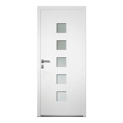 Porte d'entrée aluminium 4 ALU Théo blanc 80 x h.215 cm poussant gauche