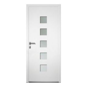 Porte d'entrée aluminium 4 ALU Théo blanc 80 x h.215 cm poussant gauche
