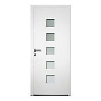 Porte d'entrée aluminium 4 ALU Théo blanc 90 x h.215 cm poussant gauche